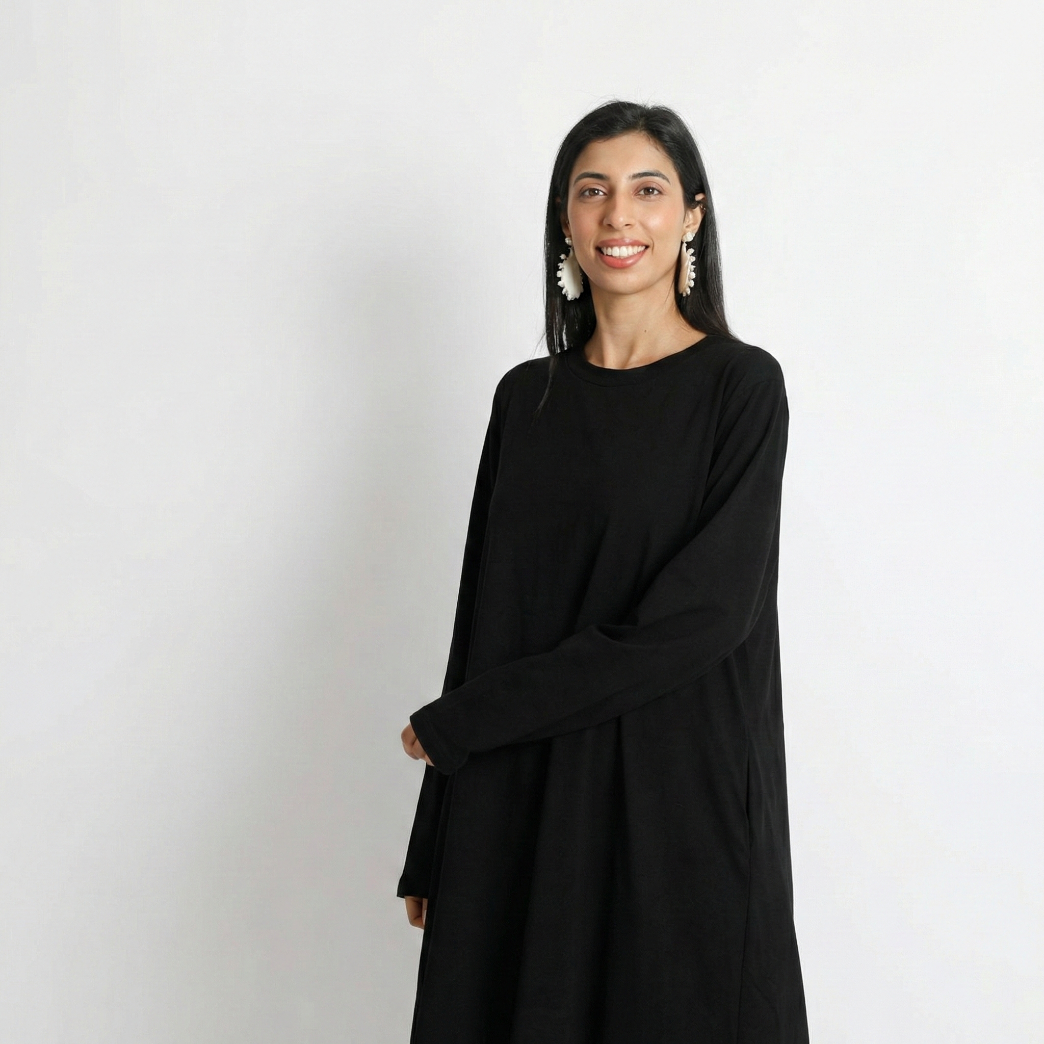 فستان قطني اسود