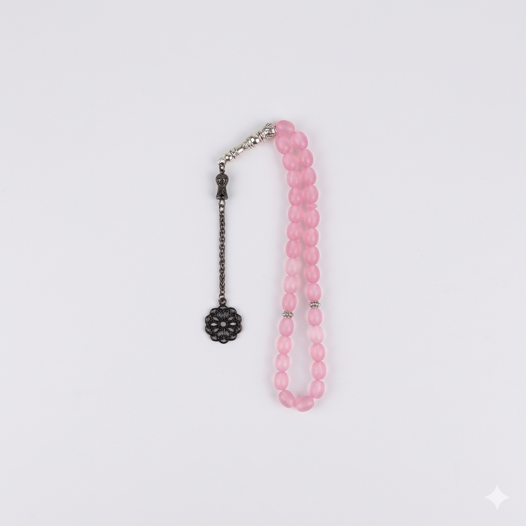 سبحة خرز وردي فاتح